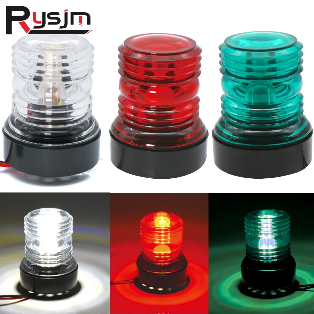 LED Boat Navigation Light for Yacht Marine Anchor Light 12~24V Sailing Signal Light All Round 360 Degree 3 Colors LED