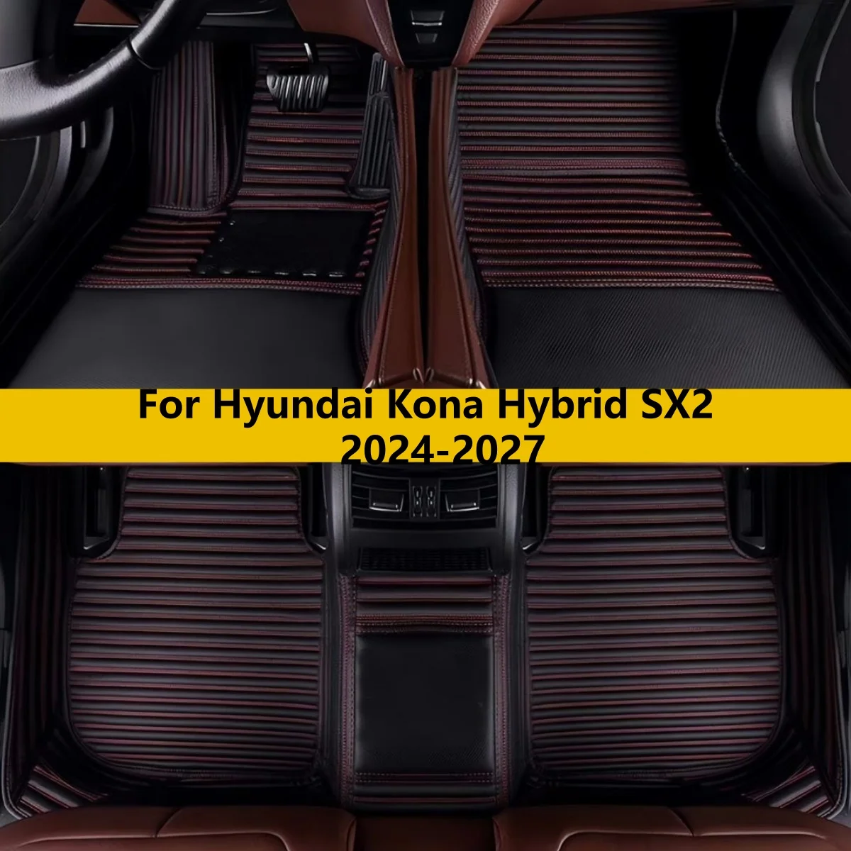 

Car Floor Mats For Hyundai Kona Hybrid SX2 2024 2025 2026 2027 Auto Front Rear Row Full Set Leather Carpet Pads Foot Mat