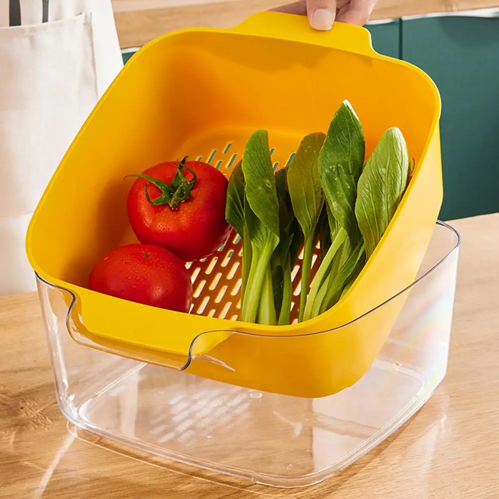 

Drain Basket Double Layered Strainer Basket Convenient Fruit Vegetable Washing Basket for Home Kitchen Gadgets and Accessories