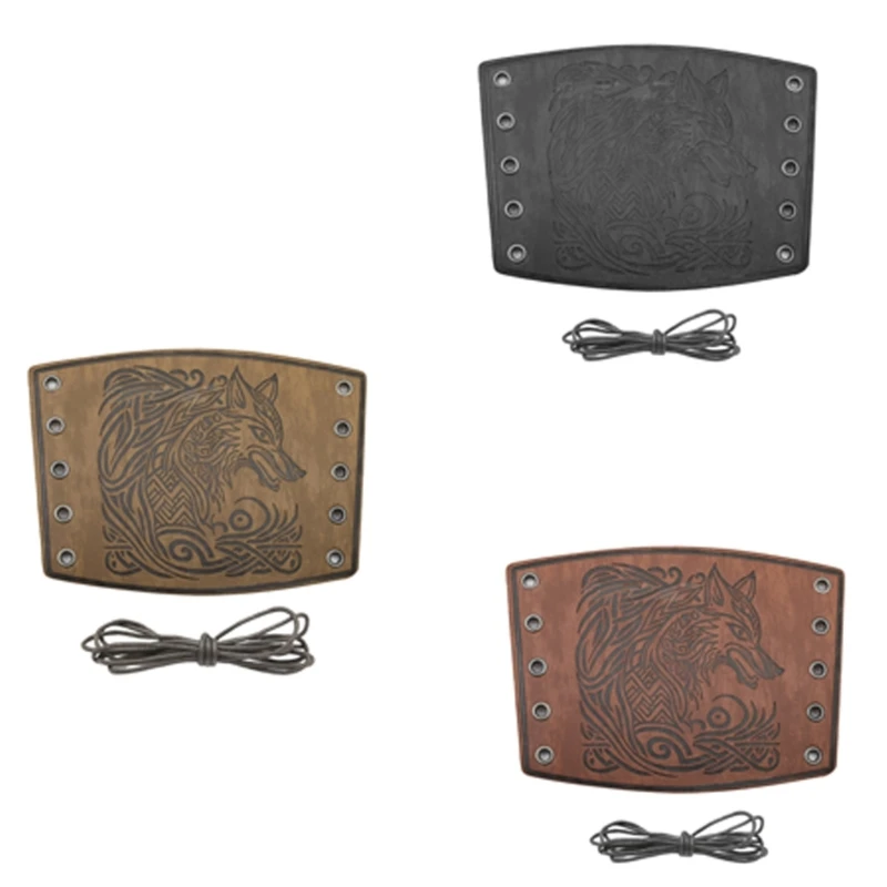 Handmade Grains Leather Wrist Armors Gothicism Medieval PU Leather Armguards for Themed Parties