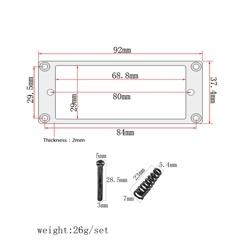 

Golden Mini Frame Humbucker Pickup Ring Mount 688Mm X 29Mm Interior Dimension 80Mm X 295Mm Screw Spacing Thick 2Mm Flat Base