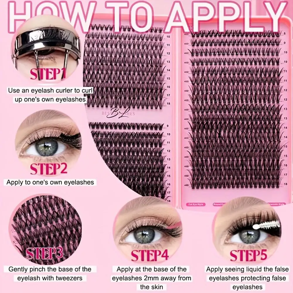 740 Clusters False Eyelashes 30D40D Glue Tweezers Eyelash Book Segmented Tools Eyelash Makeup Eyelash Kit Extension Applica O2R5
