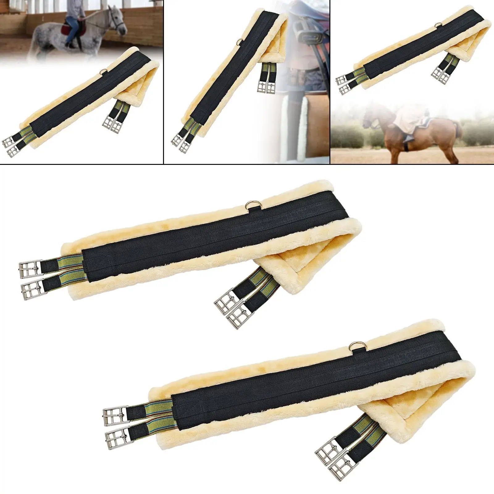 Soft Plush Horse Girth English Style Cinch Belt Saddle Band Stainless Steel Buckle Equestrian Gear for Training