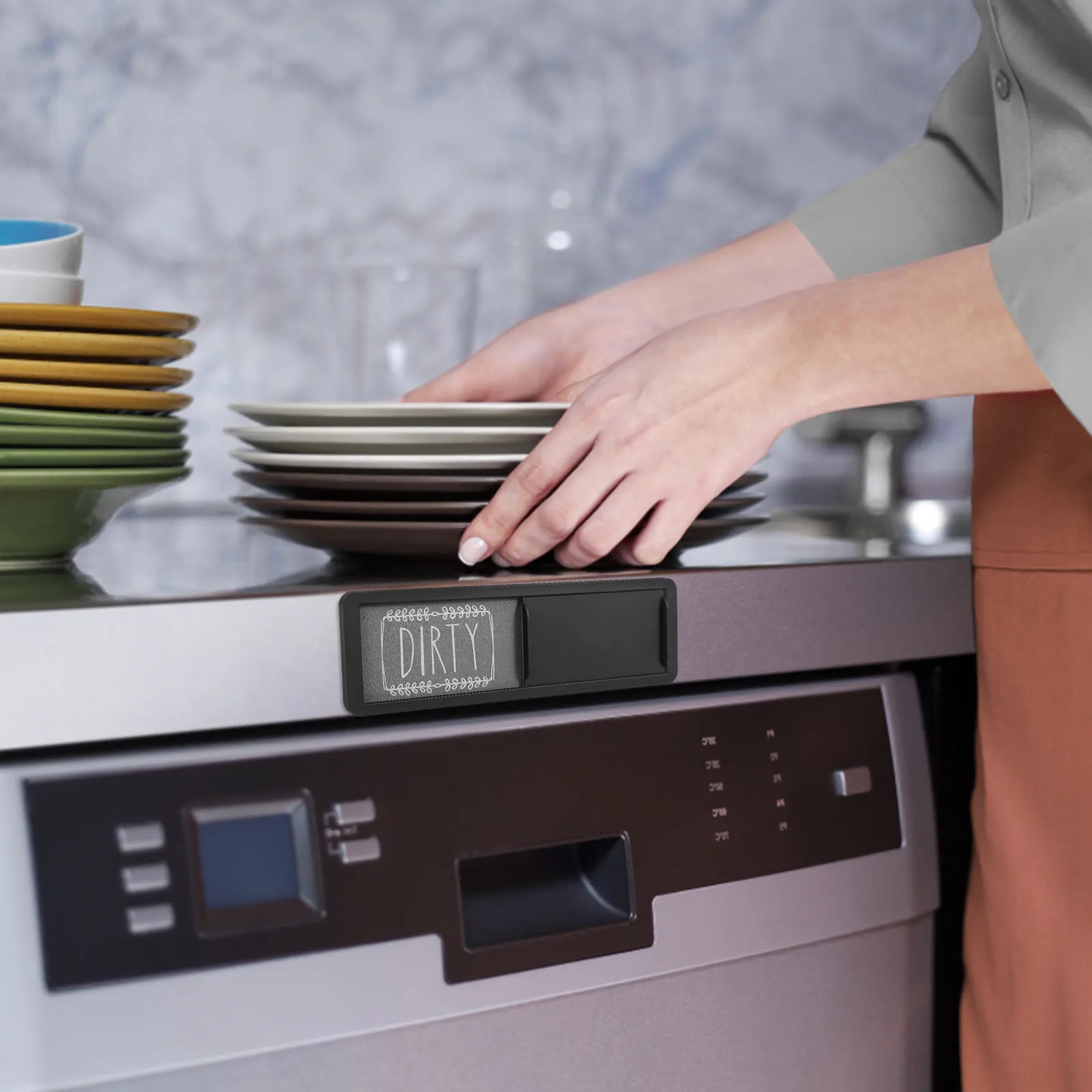 Double Sided Magnetic Clean Dirty Dishwasher Sign Fridge Magnet Indicator for Kitchen Appliances Stainless Steel Surface Easy