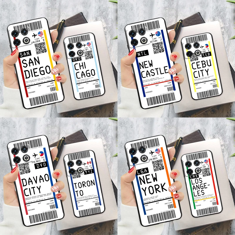 London New York Miami Flight Ticket Phone Case For OnePlus 13 12 11 9 10 Pro 13R 12R 8T 9RT 10T 10R Nord 4 CE 2 3 Lite N20 N30