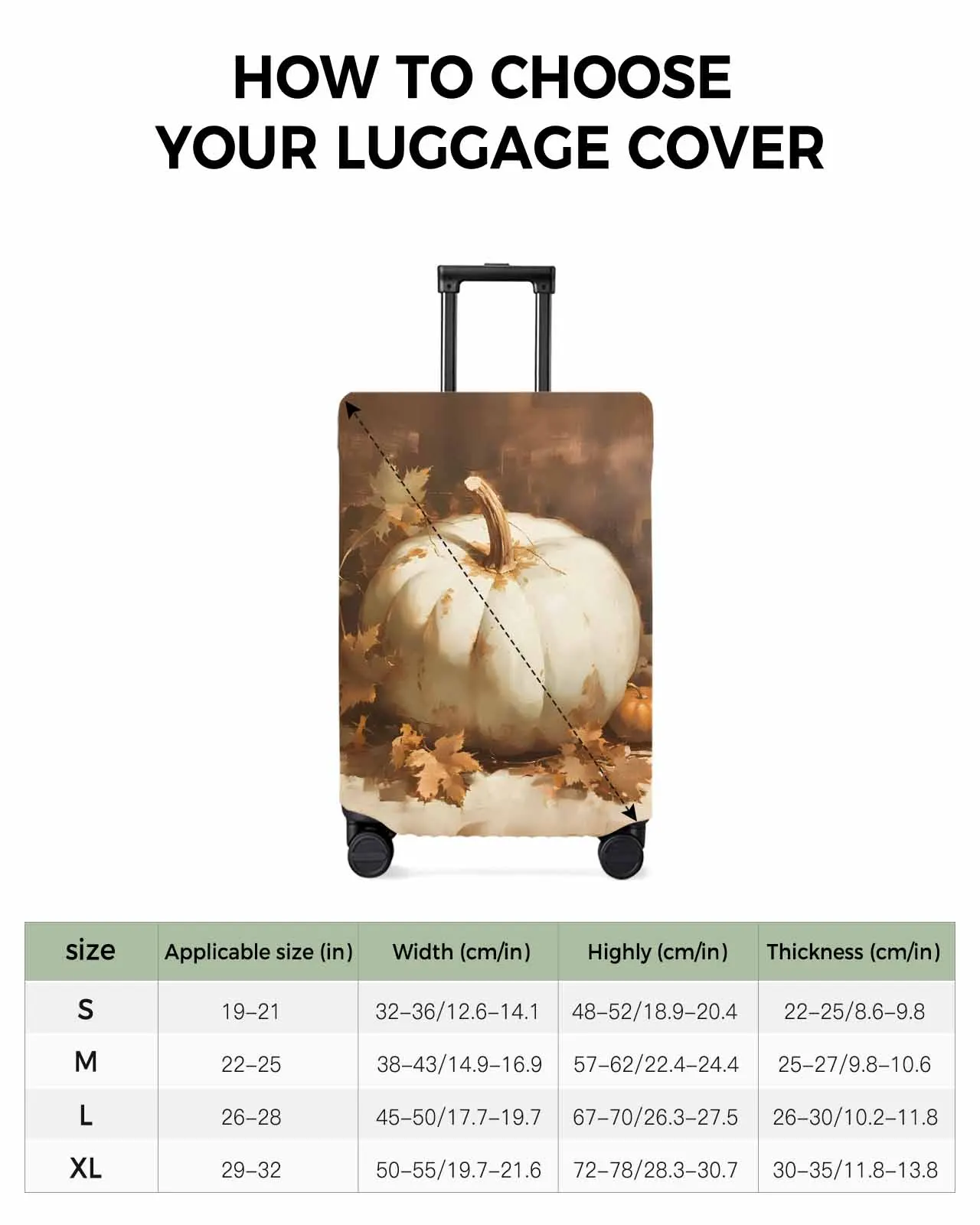 Autumn Pumpkin Maple Leaves Luggage Cover Elastic Baggage Cover For 18-32 Inch Suitcase Case Dust Cover