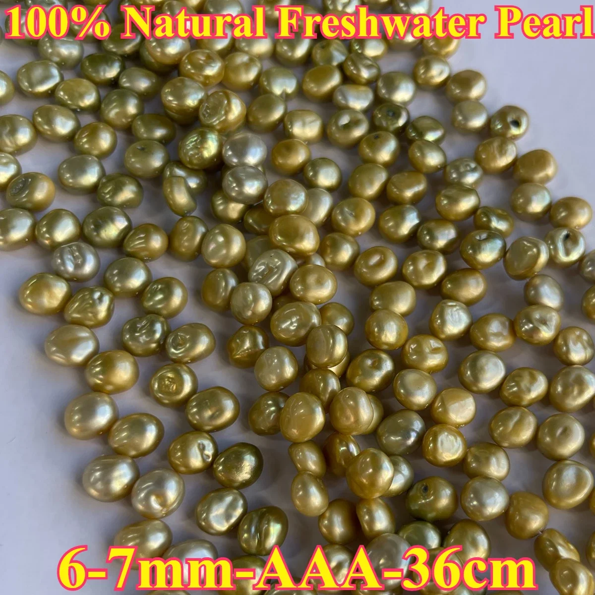 

6-7mm AAA Sparkling Natural Freshwater Pearl Yellow Green Loose Bead for Jewelry Make DIY Necklace Bracelet Women Wedding Gift