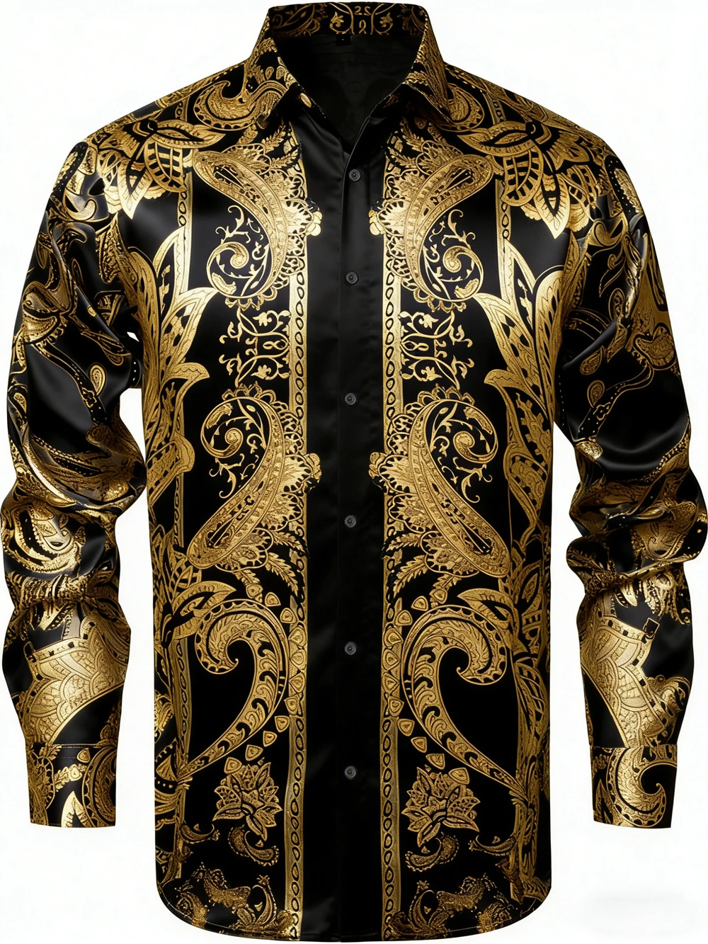 2026 Men's Retro Casual Long Sleeve Shirt Baroque Pattern Printed Shirt Hawaiian Outdoor Wedding Social Plus Size Men's Clothing