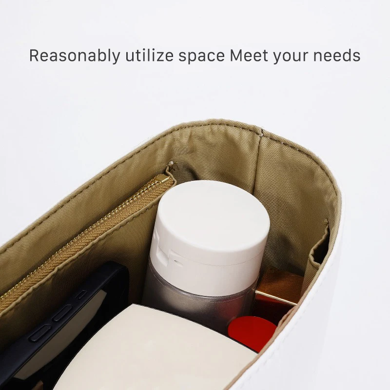 Slim Fit Luxury Microfiber Organizer for Go-ya Anjou Mini Tote - Water-Resistant Insert & Purse Shaper with Makeup Storage