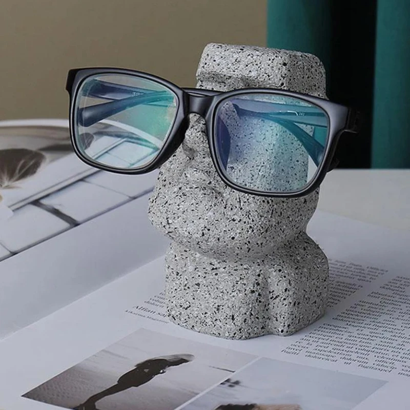Moai Statue Glasses Rack Resin Desktop Decor Gift Novelty Eyeglasses Holder Stand Sunglasses Display Office Home