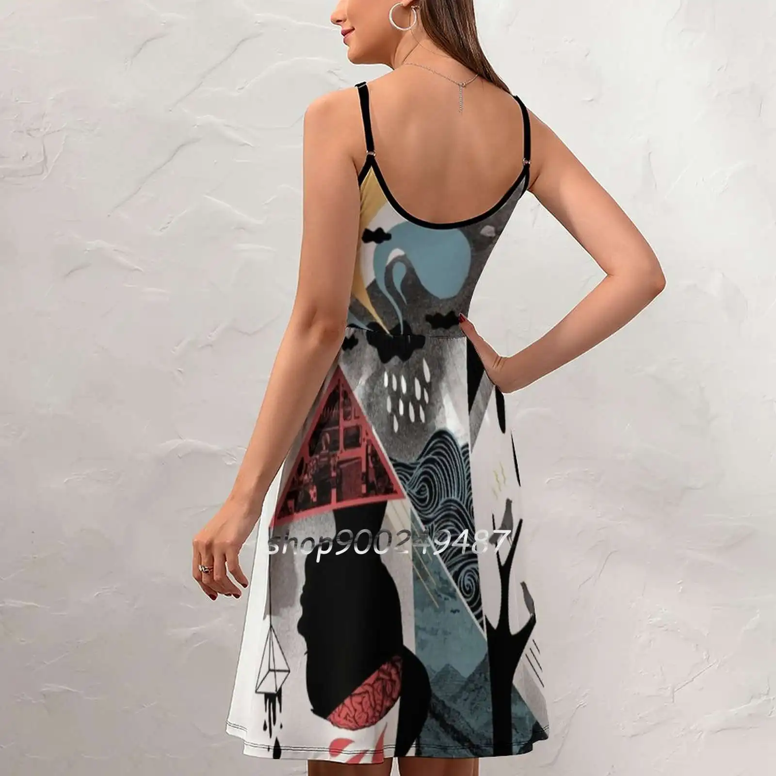 Shapes And Nightmares Sling Dress Summer Dress Sling Sexy A Line Dress Fashion Female Dress Surreal Abstract Collage Shapes