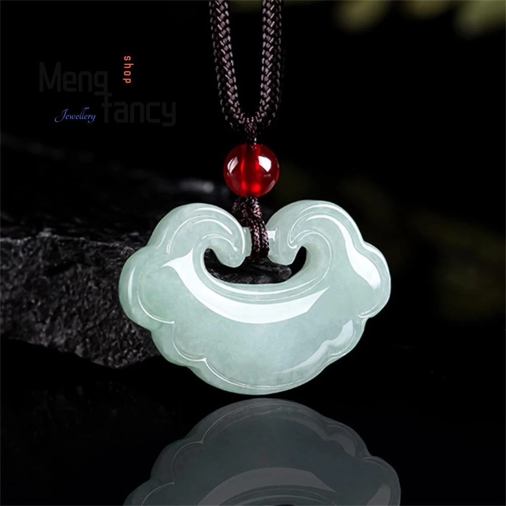 

Natural Jadeite Light Green Auspicious Ruyi Lock Jade Pendant Simple Exquisite High-grade Mascots Fashion Luxury Quality Jewelry