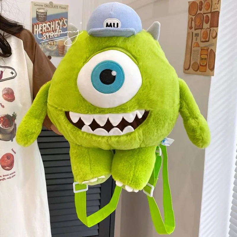 Mochila De felpa de monstruos Mike Wazowski para mujer, bolsos cruzados Kawaii, juguetes de peluche suaves de dibujos animados para niños, regalo de cumpleaños