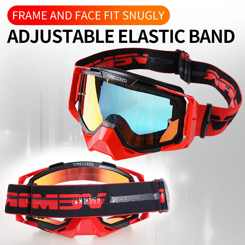 High-density Sponge Retro Motorcycle Goggles Ski Glasses Non-slip Belt Cycling Racing Riding Bike Motocross Goggles