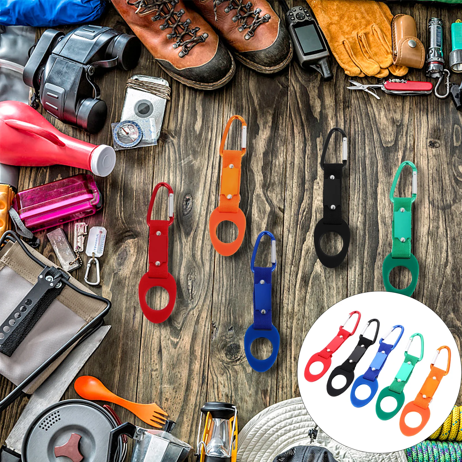 5 قطعة زجاجة ماء مشبك غلاية كليب حقيبة ظهر معدنية سيليكون هوك السفر في الهواء الطلق كبير الرقبة الزجاج البلاستيك يدوي