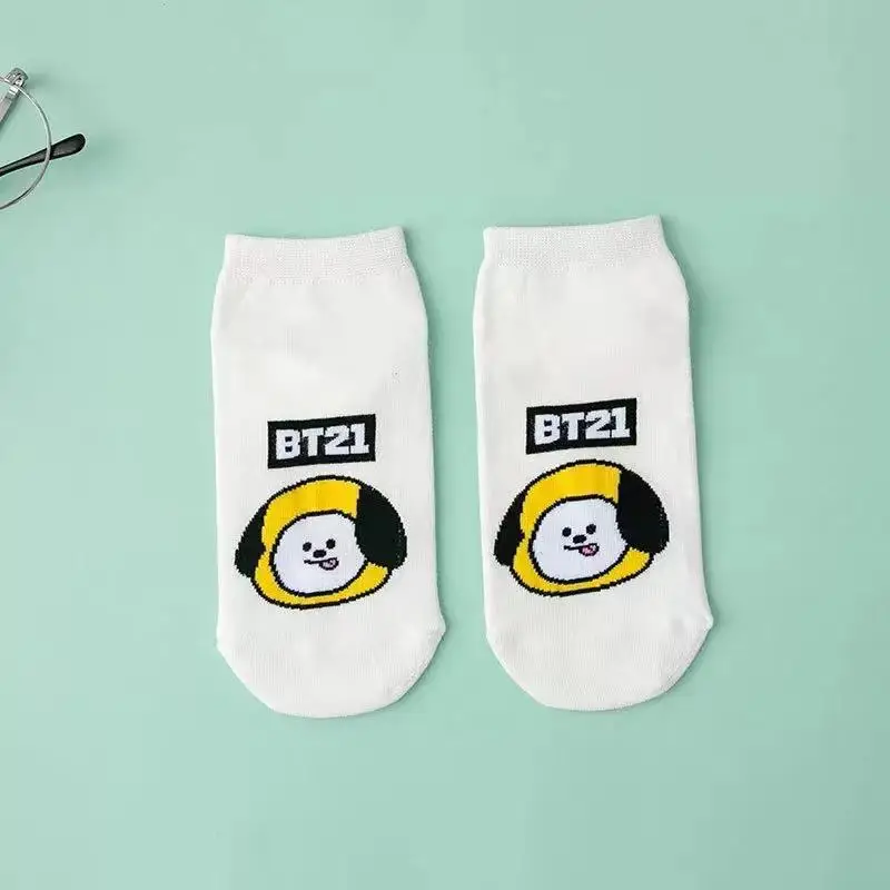 BT21 Kawaii Anime Cartoon Baby Series Cotton Socks Candy Color Warm Stockings Autumn and Winter Wool Socks Cute Birthday Gift