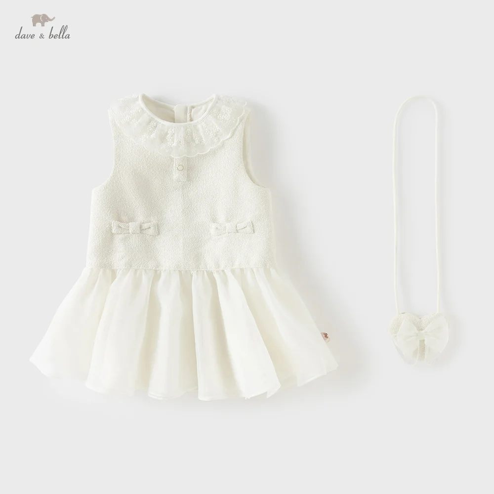 

Платье принцессы для девочек Dave Bella, осенне-весенние детские нежные кружевные сетчатые платья, белая уличная милая праздничная детская одежда DB1260586