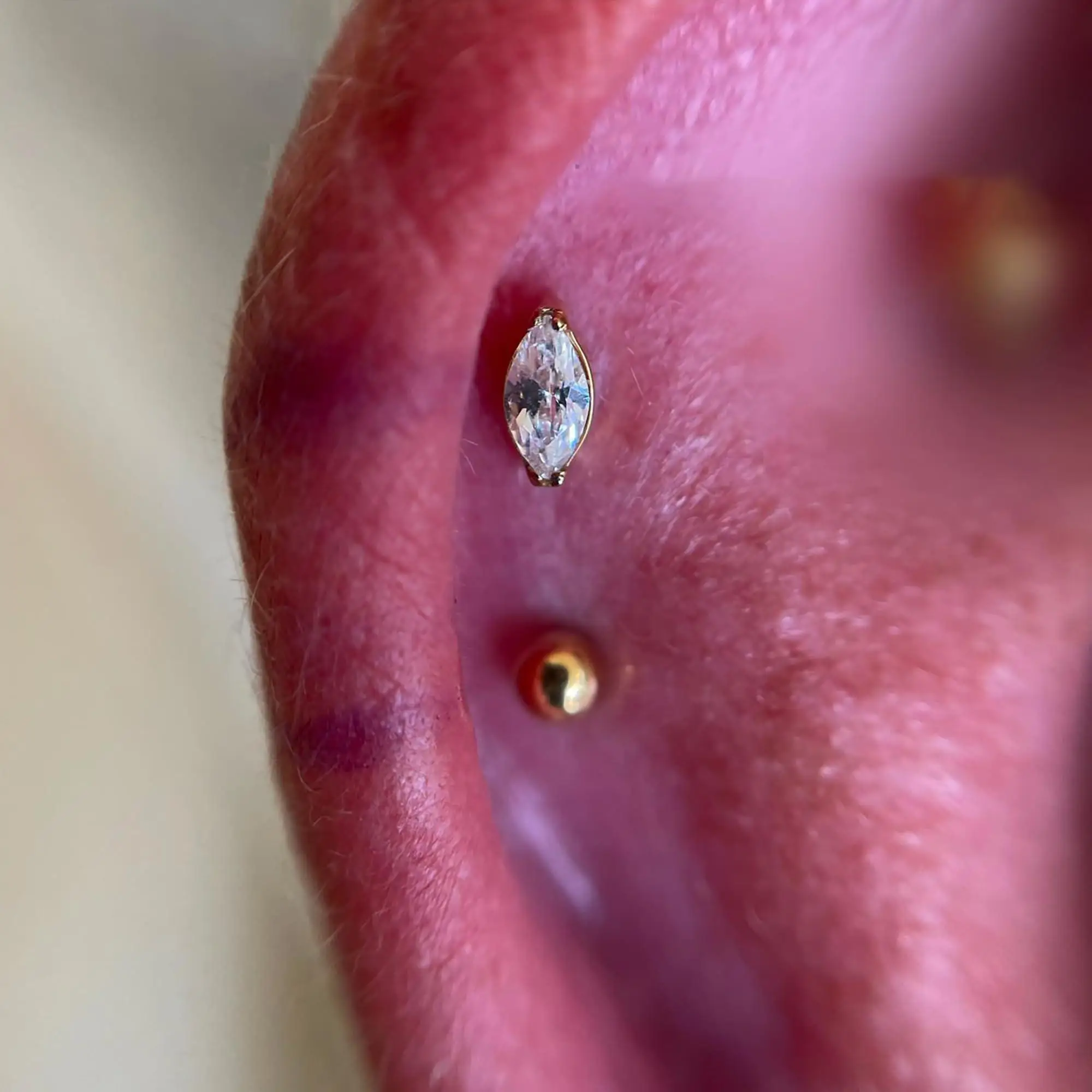 الزنمة محارة اللولب شقة Labret ثقب المجوهرات 16 جرام 6 مللي متر 8 مللي متر ASTM F136 التيتانيوم الغضروف القرط فلاتباك مسمار زرع