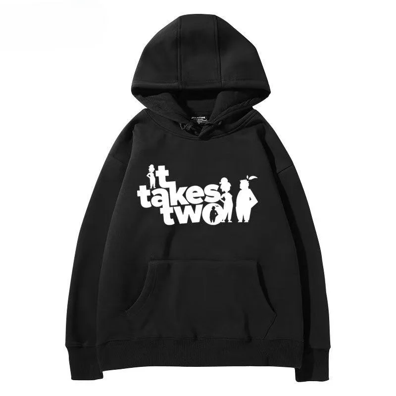 

Video Game Themed Male Hoodies Console Games for Two People in A Row Autumn and Winter Hooded Sweatshirt Unisex Tops Fashion
