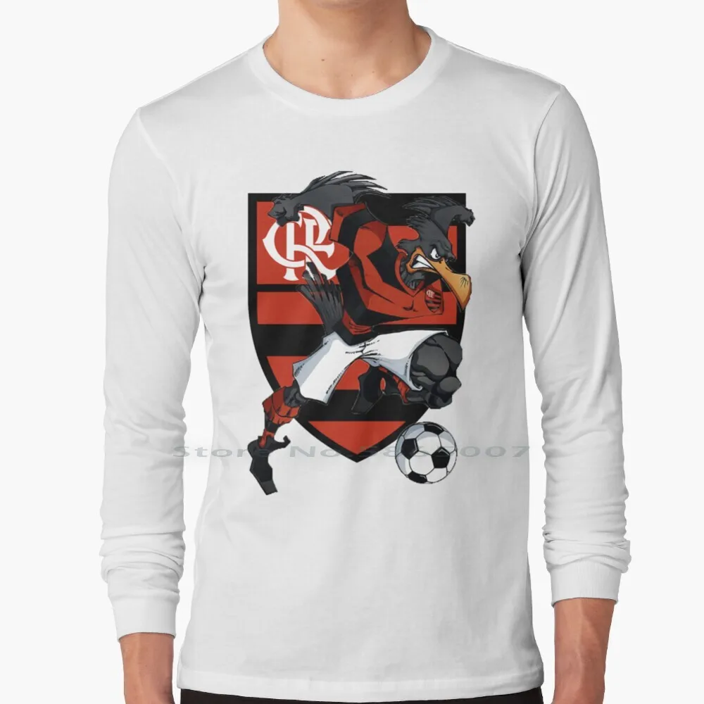 Mascote Flamengo Personalizado 100% Cotton Long Sleeve T Shirt Times De Futebol Time Flamengo Maior Torcida Personalizados