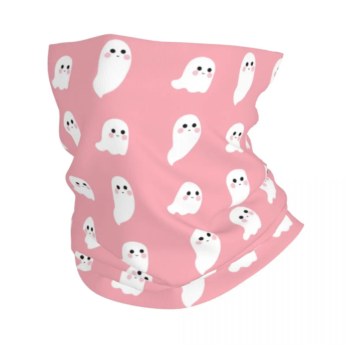 Halloween Flying Ghost Faces Bandana Neck Gaiter Pink Spooky Wrap Scarf Multifunctional Face Mask Riding Unisex Adult Washable