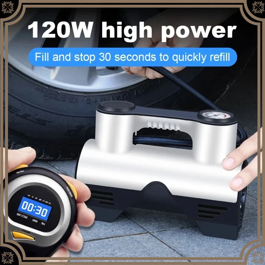 

Новый портативный автомобильный компрессор 120 Вт, электрический насос для накачивания шин с ЖК-дисплеем, цифровой автомобильный насос для шин, портативный насос для накачивания шин