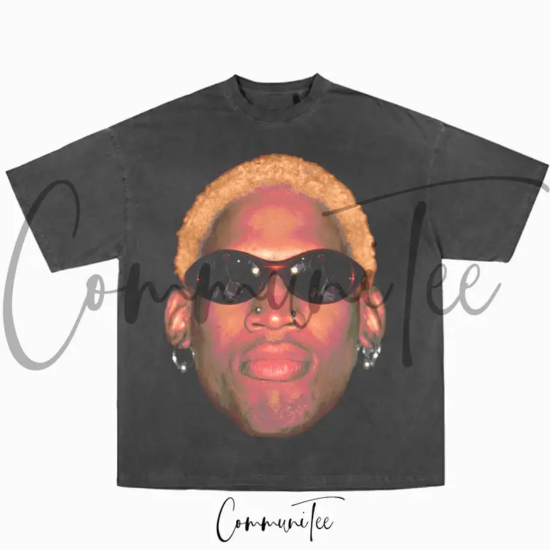 Rodman Streetwear Rap Tee Big Face Head Vintage Style Graphic Hip Hop T-shirt