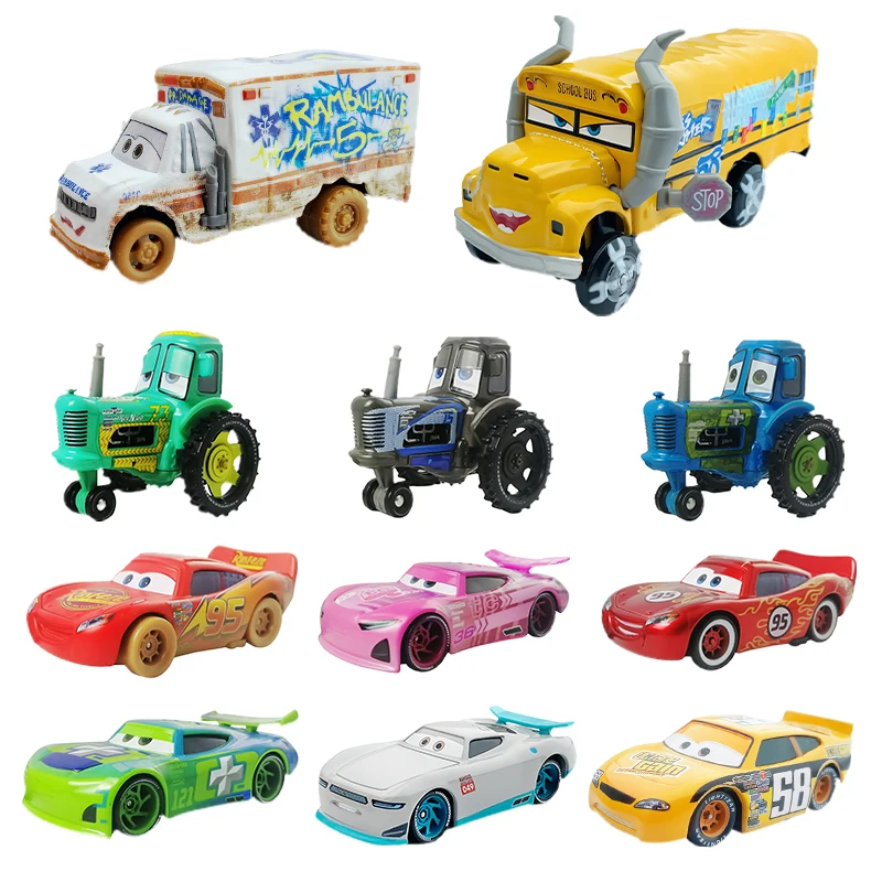 Disney Pixar Cars 2 3 Lightning McQueen Miss Fritter danny tractors damage Diecast Metal racing car racer Toy collect Kids Gift