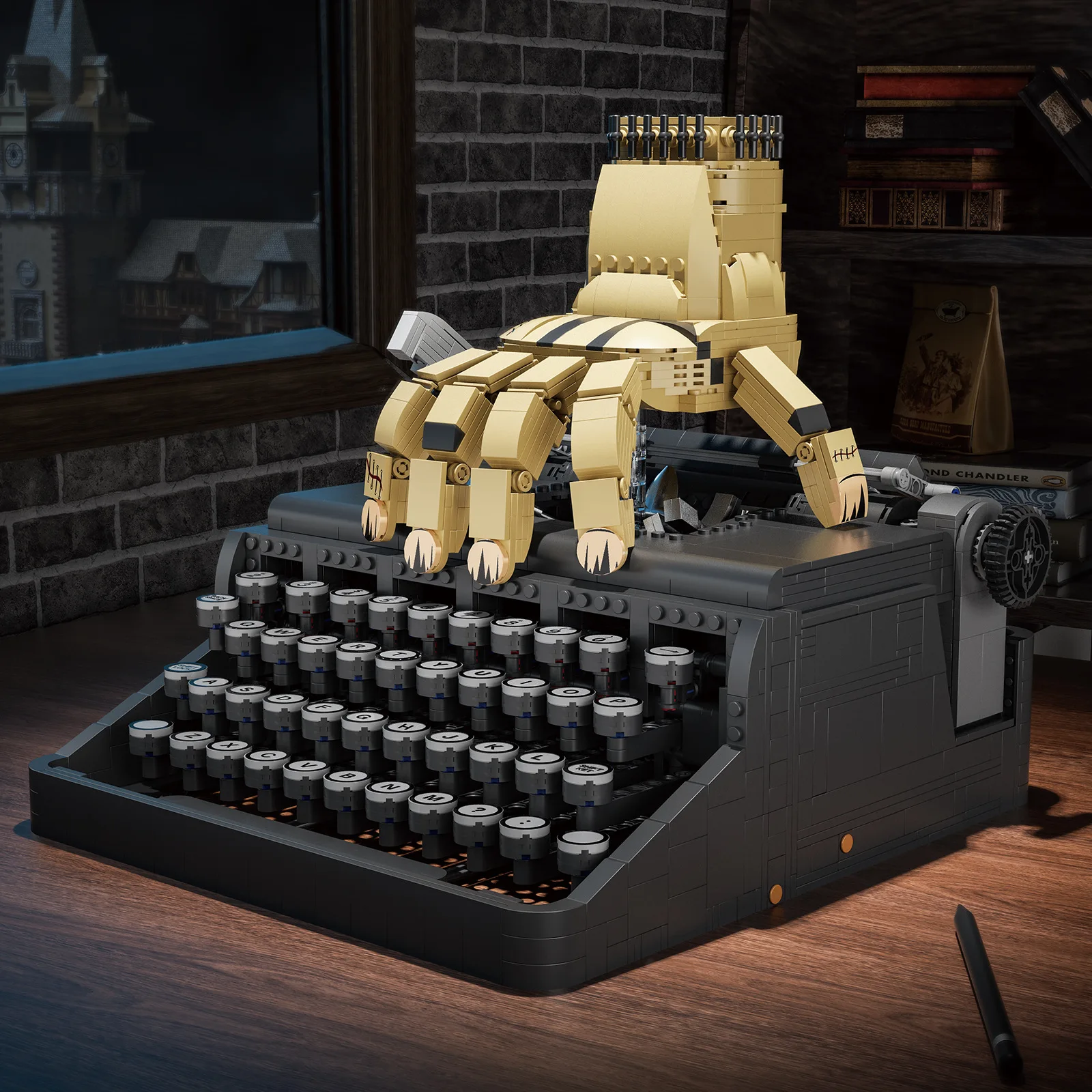 

MOC Среда, ручная пишущая машинка, строительные блоки для семьи Аддамс, ужасы, классические украшения из фильма, кирпичи, игрушки, подарки на день рождения для детей