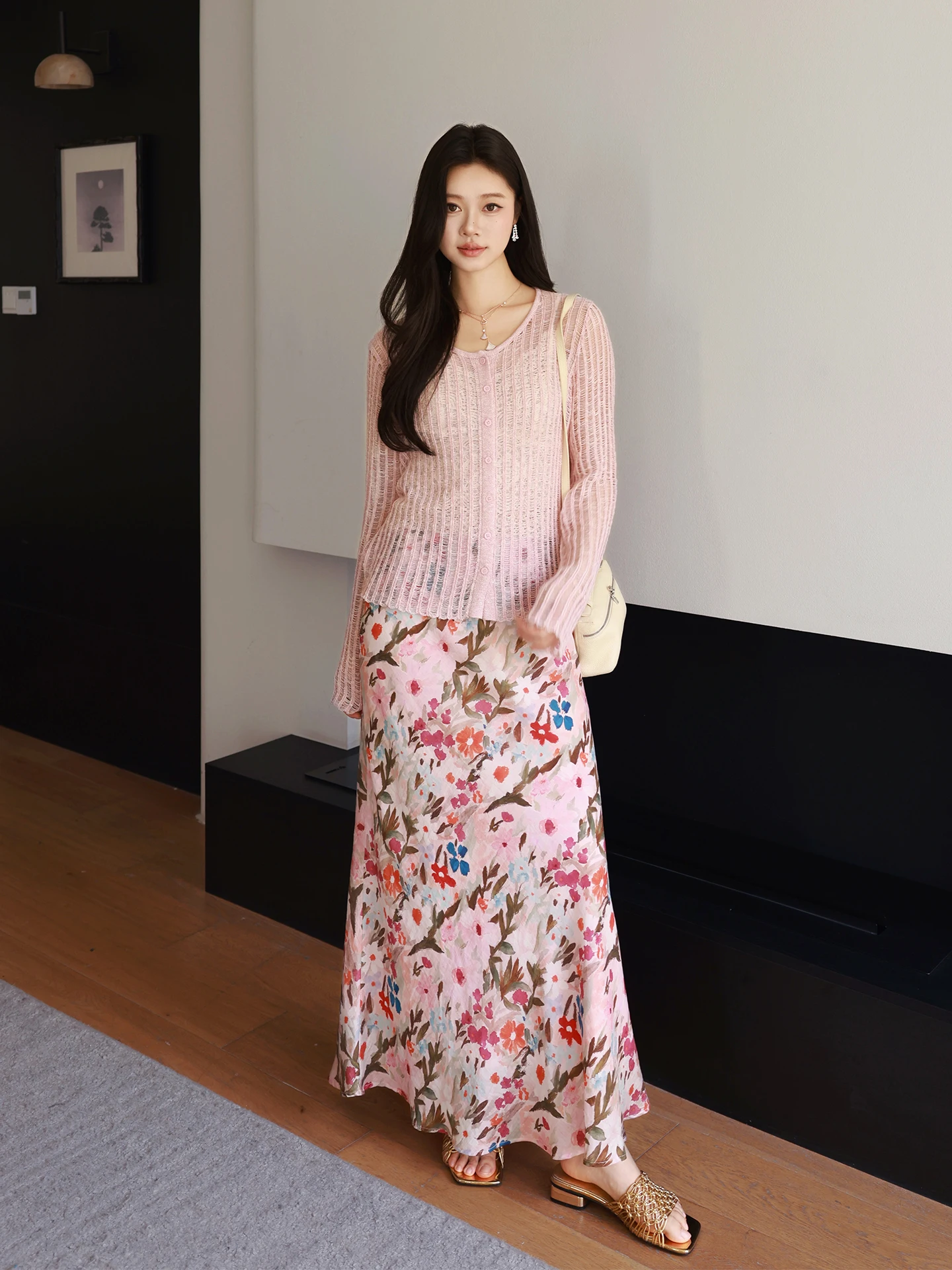 

ME Ice Cream Girl Set Linen Rayon Cotton Gentle Art High Fashion Open Cardigan Half Skirt Two Piece Set Women Spring Fashion