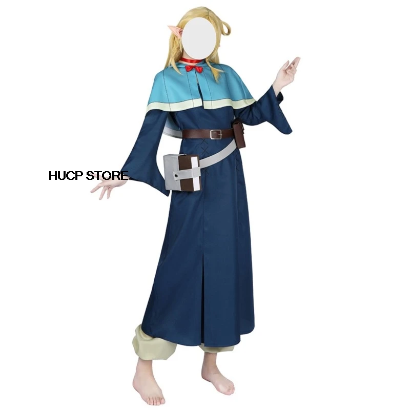 Marcille Donato Cosplay Costume Delicious in Dungeon Food Marushiru Donatou Danjon Meshi Set Wig Halloween Elf Ears Staffs Props