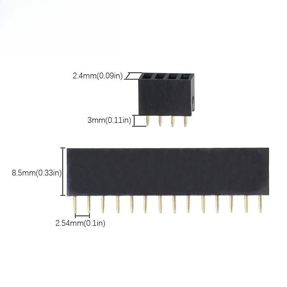 2P-40Pin Single Row Straight Female Connector, 2.54mm Spacing PCB Socket for Electronics Prototyping