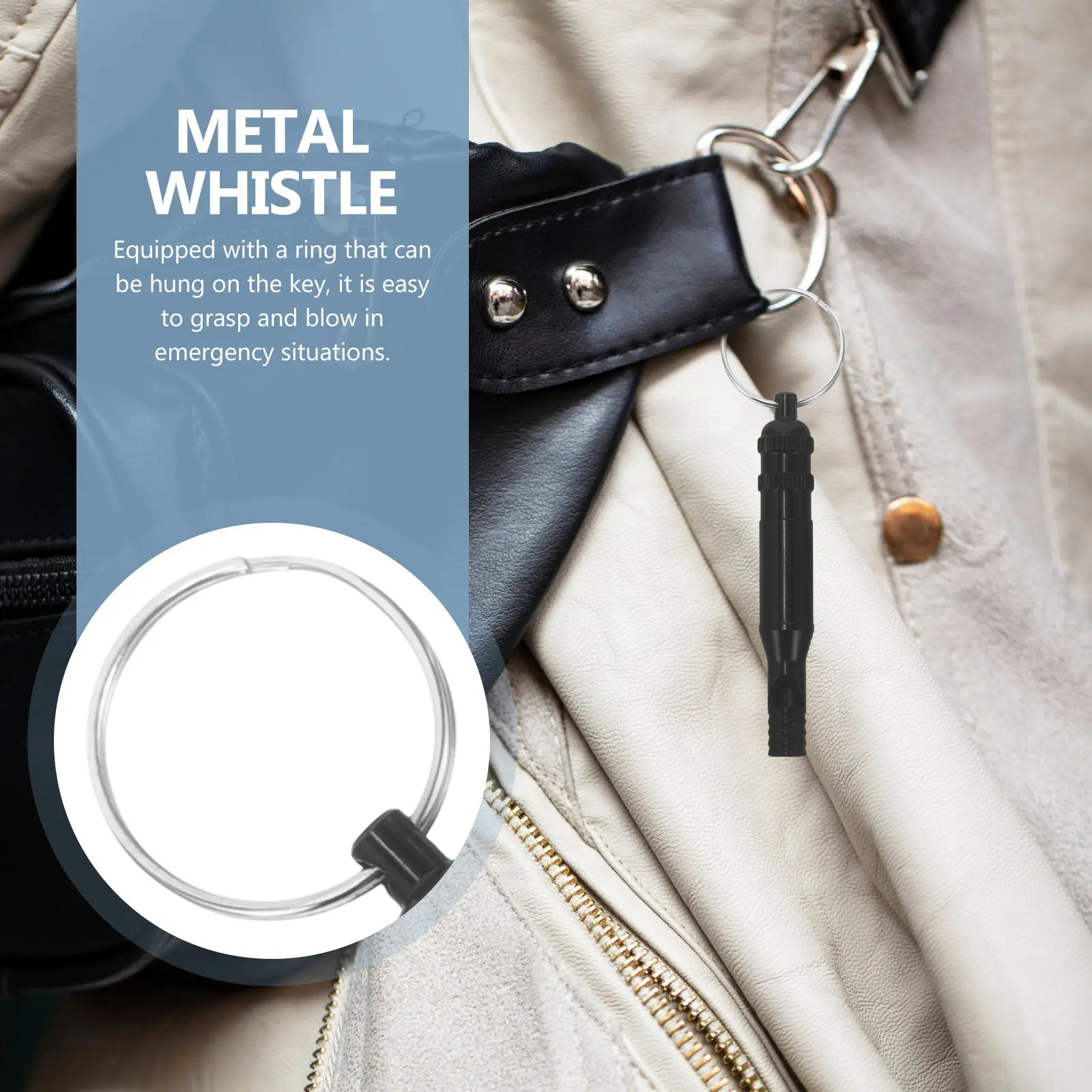 6Pcs Metal Survival Whistle Emergency Whistle Loud Crisp Tone Portable Keychain Hanging Decor for Hiking Camping Outdoor Sports