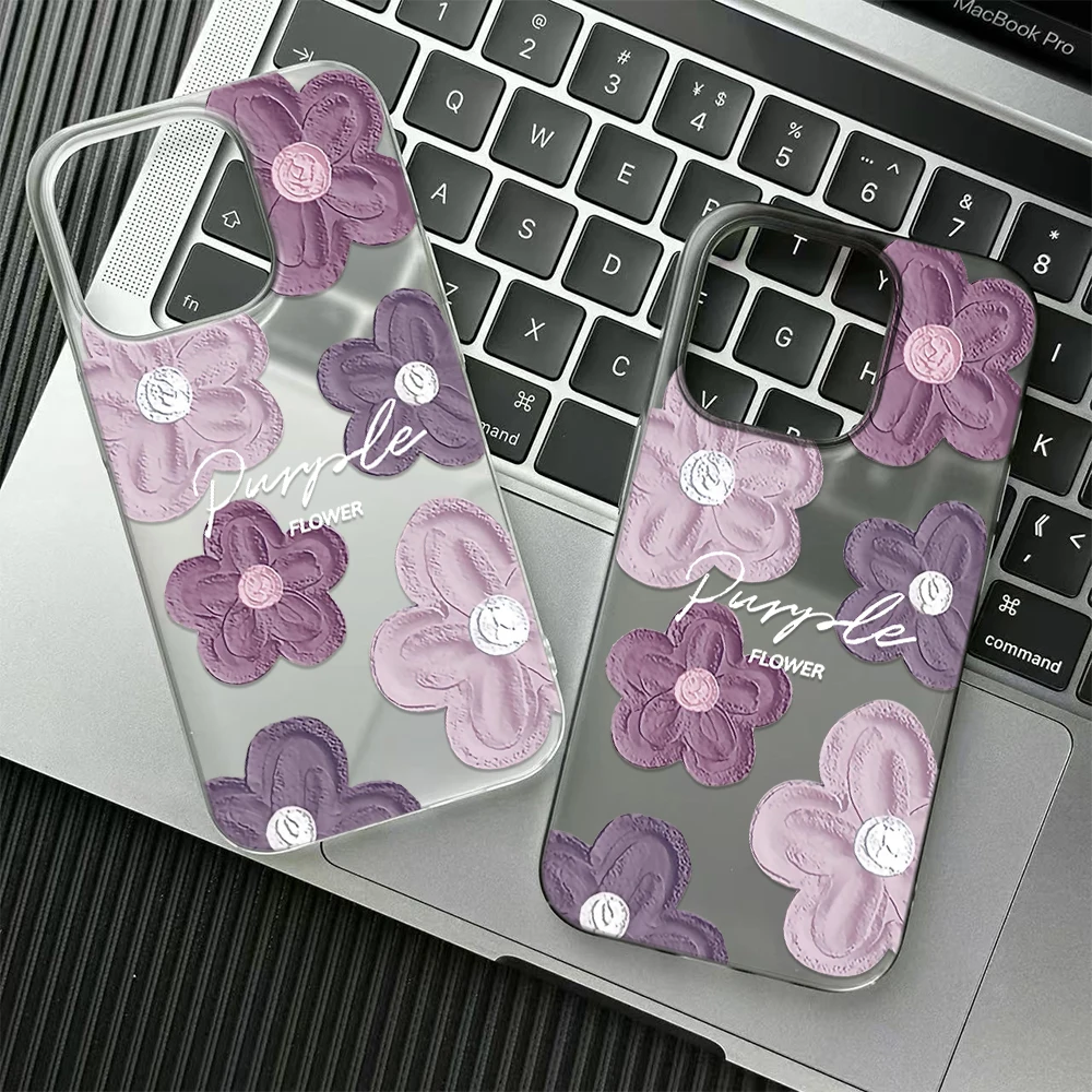Purple Flower Button Vintage Stunning For Women For iPhone 13 15 11 17 16 14 17 Plus 16 Air Phone Case Hard Protective Case
