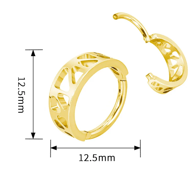 ASTM F136 Titan Ohrpiercing Nasenring Ohrknorpel Unregelmäßiger Segment-Creolenring Klappbarer Clicker Ohrring Körperschmuck – Detail 8
