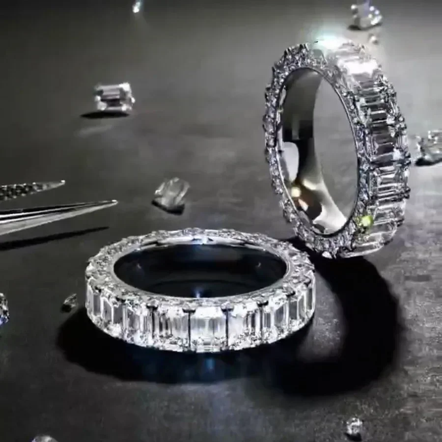 خواتم الخطبة باللون الفضي الخالد للنساء ، سوار الزفاف ، الزركون الزفاف قطع الزمرد ، وعد الحزب ، هدية المجوهرات #2