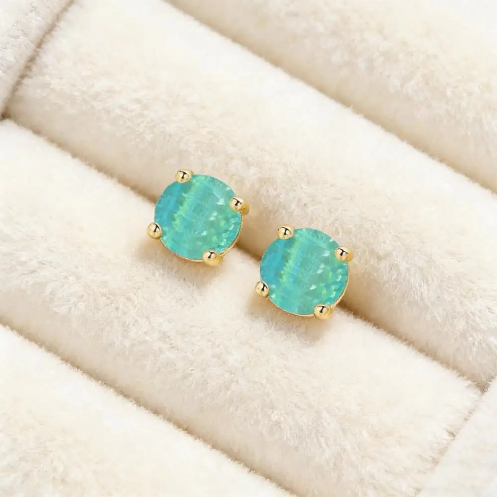 Pendientes pequeños apilables de 4 mm para mujer y hombre, color oro rosa, plata, verde, blanco, rosa, ópalo de fuego, joyería, regalos.