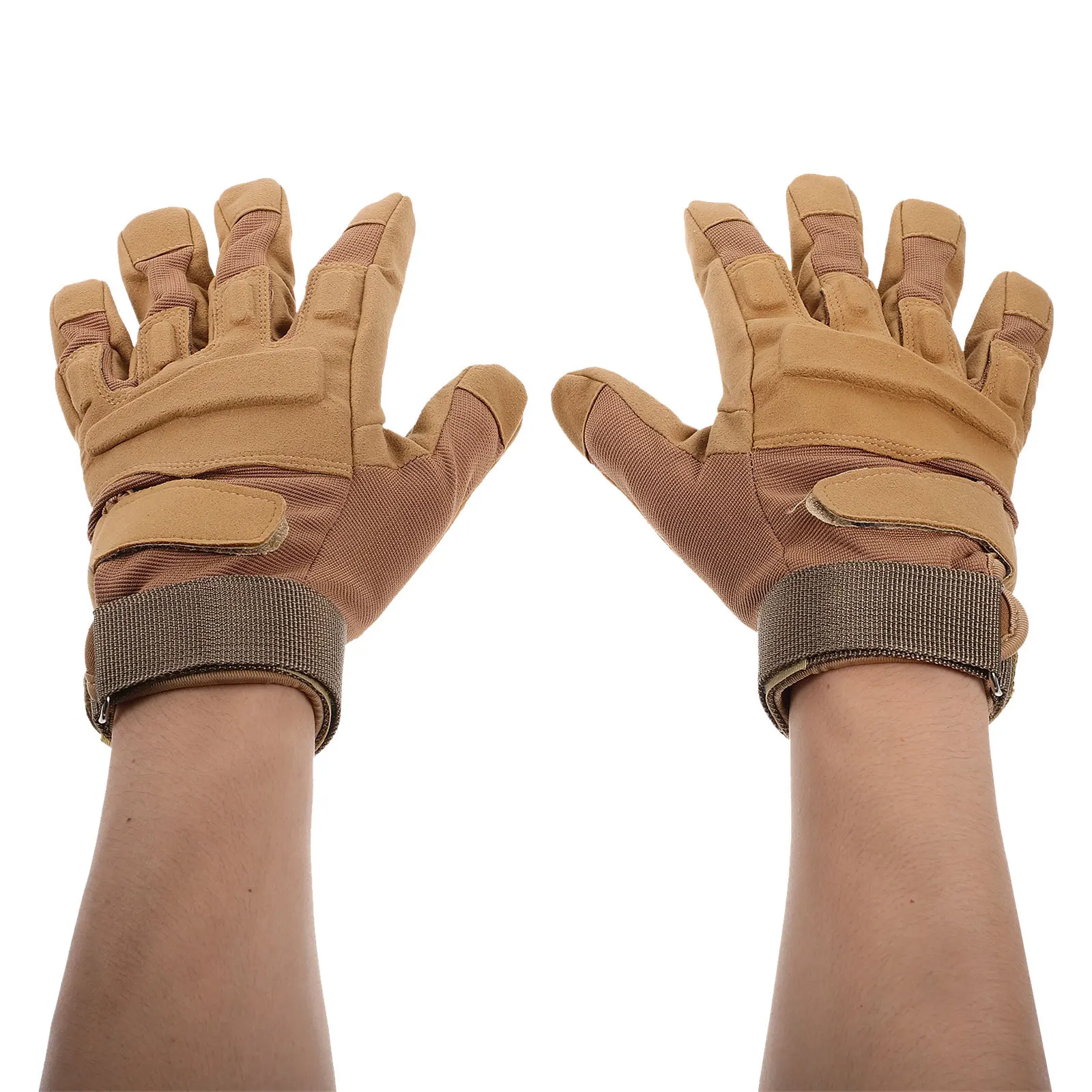 

1Pair Sand Color Xl Anti-Slip Cycling Gloves Full-Finger Outdoor Mountaineering Gloves Durable Protective Mitts for Riding