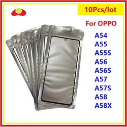 10Pcs/Lot Front Glass With OCA LCD Outer Lens For Oppo A58 A58X A57S A57 A56S A56 A55S A55 A54S A54 4G 5G Touch Screen Panel