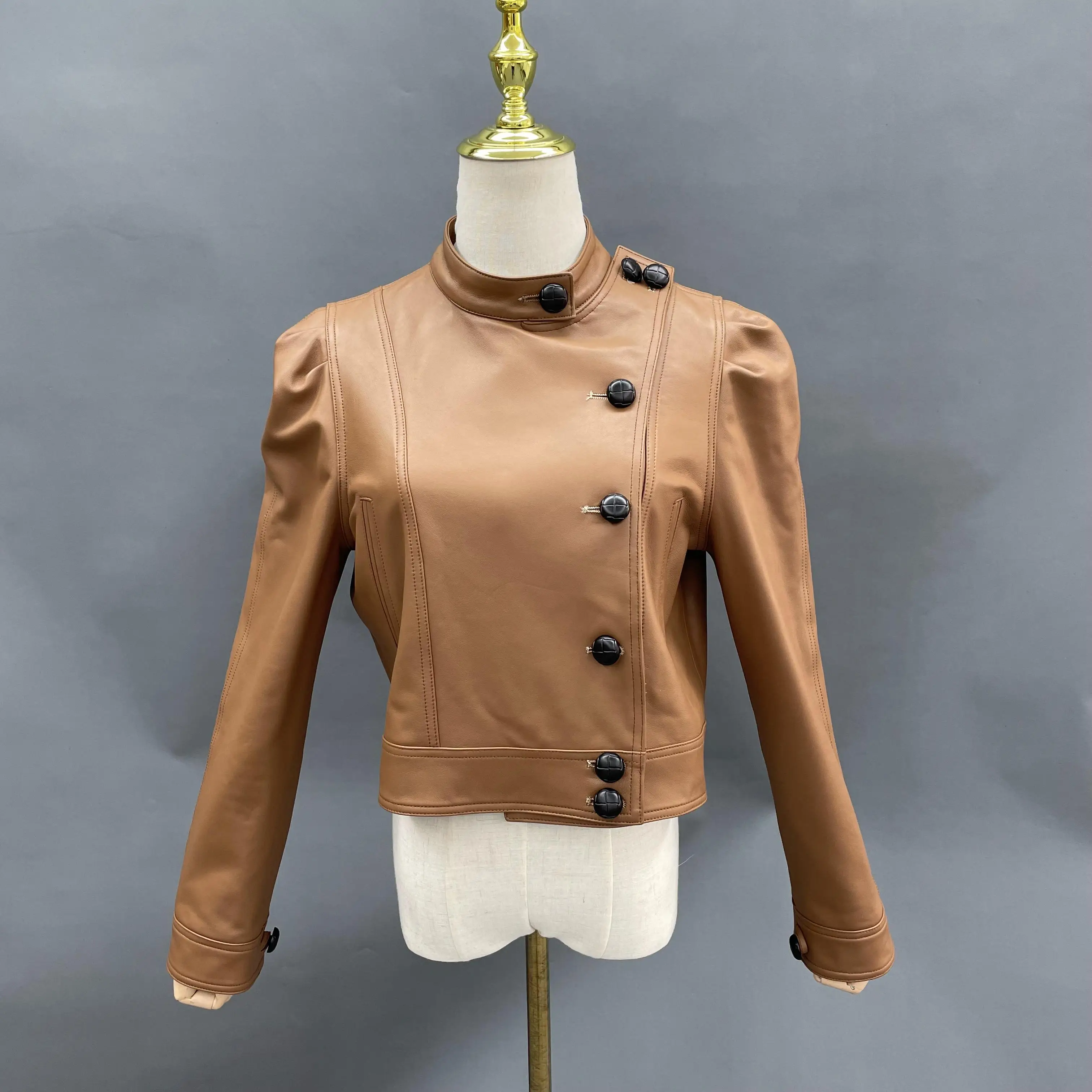 Janfur Women Genuine Leather Jacket Bomber Jacket High Quality Leather Coat