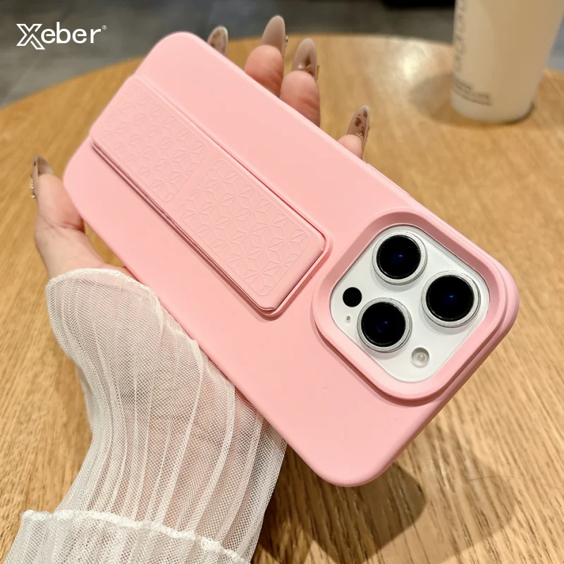 

Luxury Liquid Silicone Wrist Strap Magnetic Holder Phone Case For iPhone 16 15 14 13 12 Pro Max Plus Shockproof Cover With Box