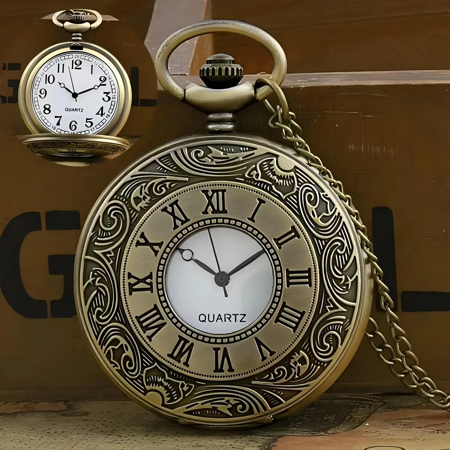 1PC ساعة الجيب الكلاسيكية الرجعية نمط الإغاثة ساعة الجيب الكوارتز الكبيرة شنقا ووتش قلادة الوجه الروماني #4