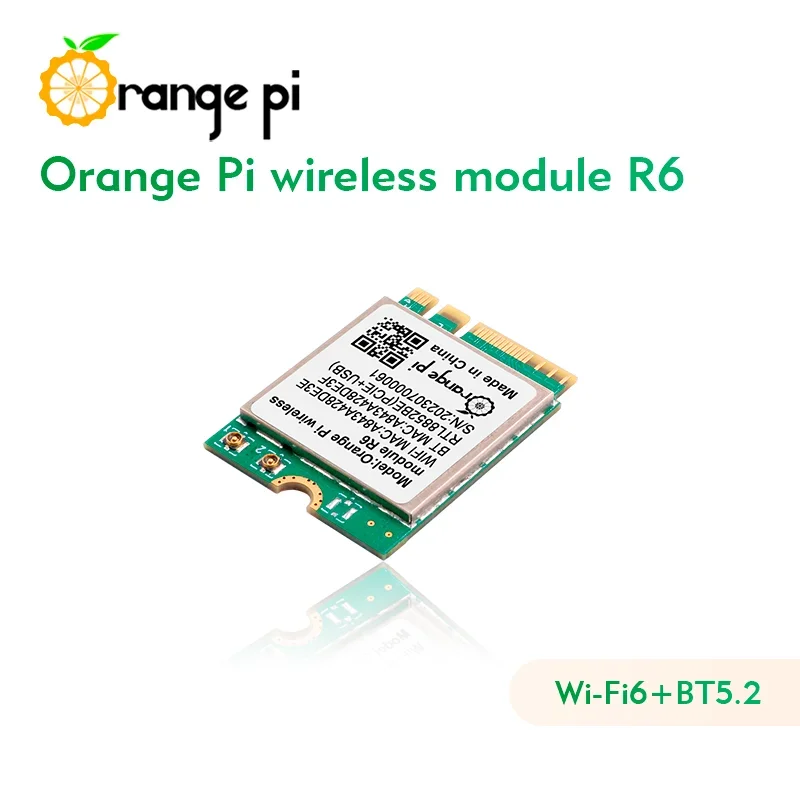 

Orange Pi R6 WiFi Module 2.4G/5G Dual Band Wi-Fi6+BT5.2 With PCIE for OPi 5 Plus Board M.2 E-Key Interface Wireless Module