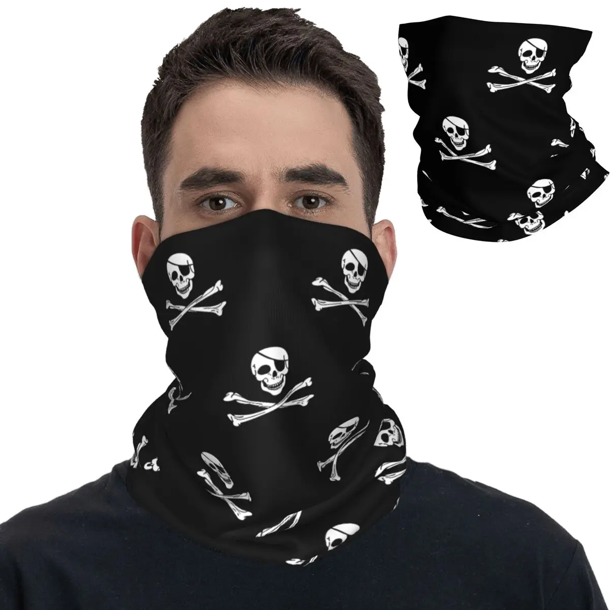 

Skull Pirate Bandana Neck Gaiter Printed Mask Scarf Warm Headwear Outdoor Sports Unisex Adult Washable