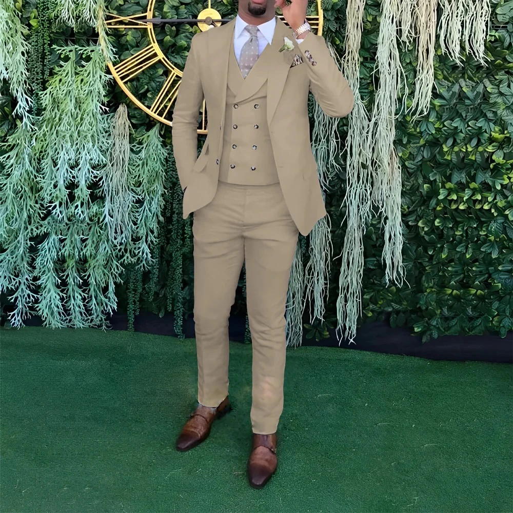 ผู้ชายจัดเลี้ยงงานแต่งงาน 3 ชิ้นคู่ที่กําหนดเองชายชุด (เสื้อ,เสื้อกั๊กและกางเกง) party ธุรกิจสํานักงานสวมใส่