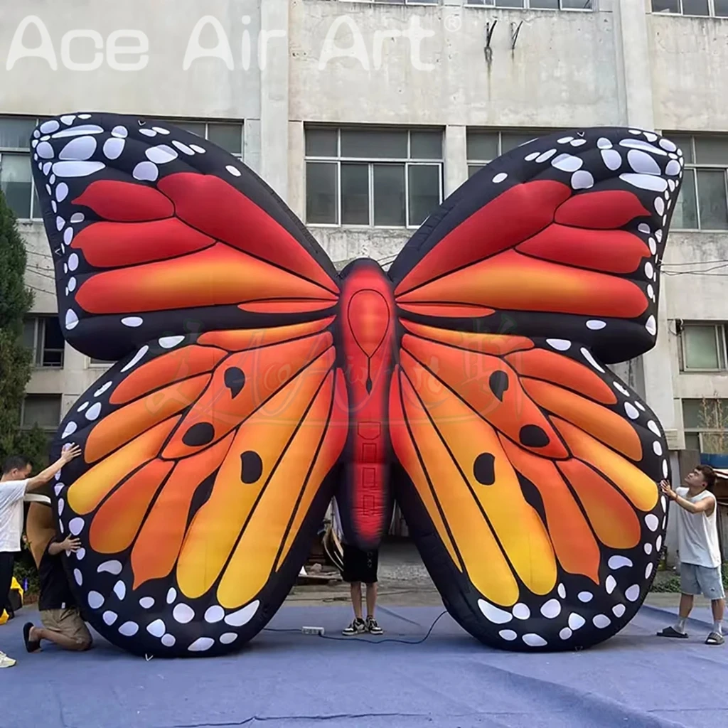 Mariposa inflable gigante personalizada para actuaciones escénicas de festivales para decoración de exhibición publicitaria