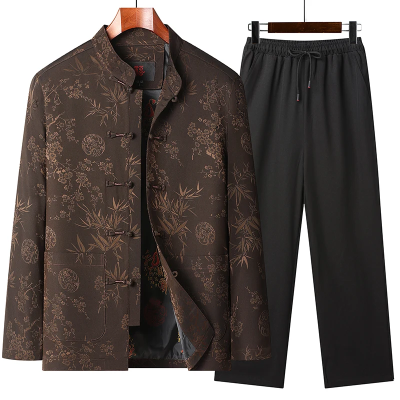 

(Jackets + trousers) 2024 autumn fashion men shirt Cotton thicken jackets men's sets High quality shirts Two Piece size M-4XL