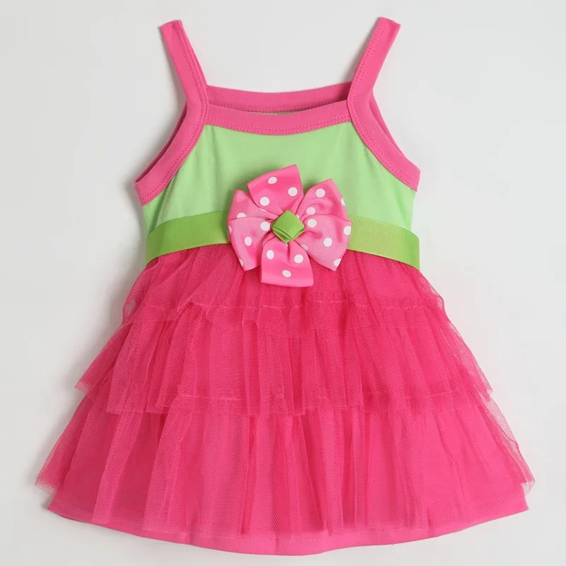 

Dress Sleeveless Strap Flower Decorative Dress Lovely Hundred Days Baby Strap Dress Princess Dress