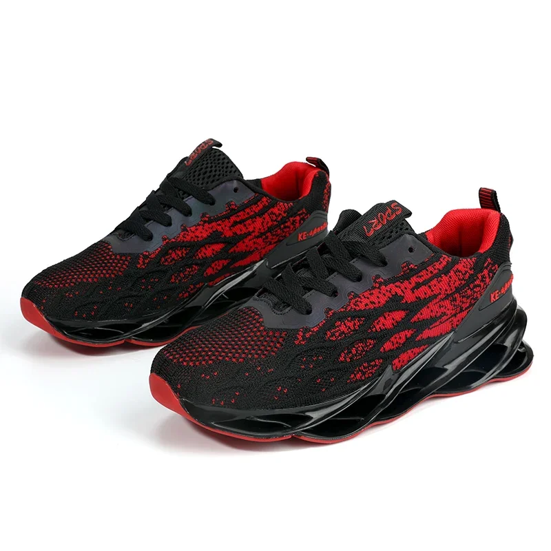 Men's Casual Sports Shoes Fly Woven Breathable TPU Wear-resistant Shock-absorbing Blade Running Shoes Student Trendy Sneakers