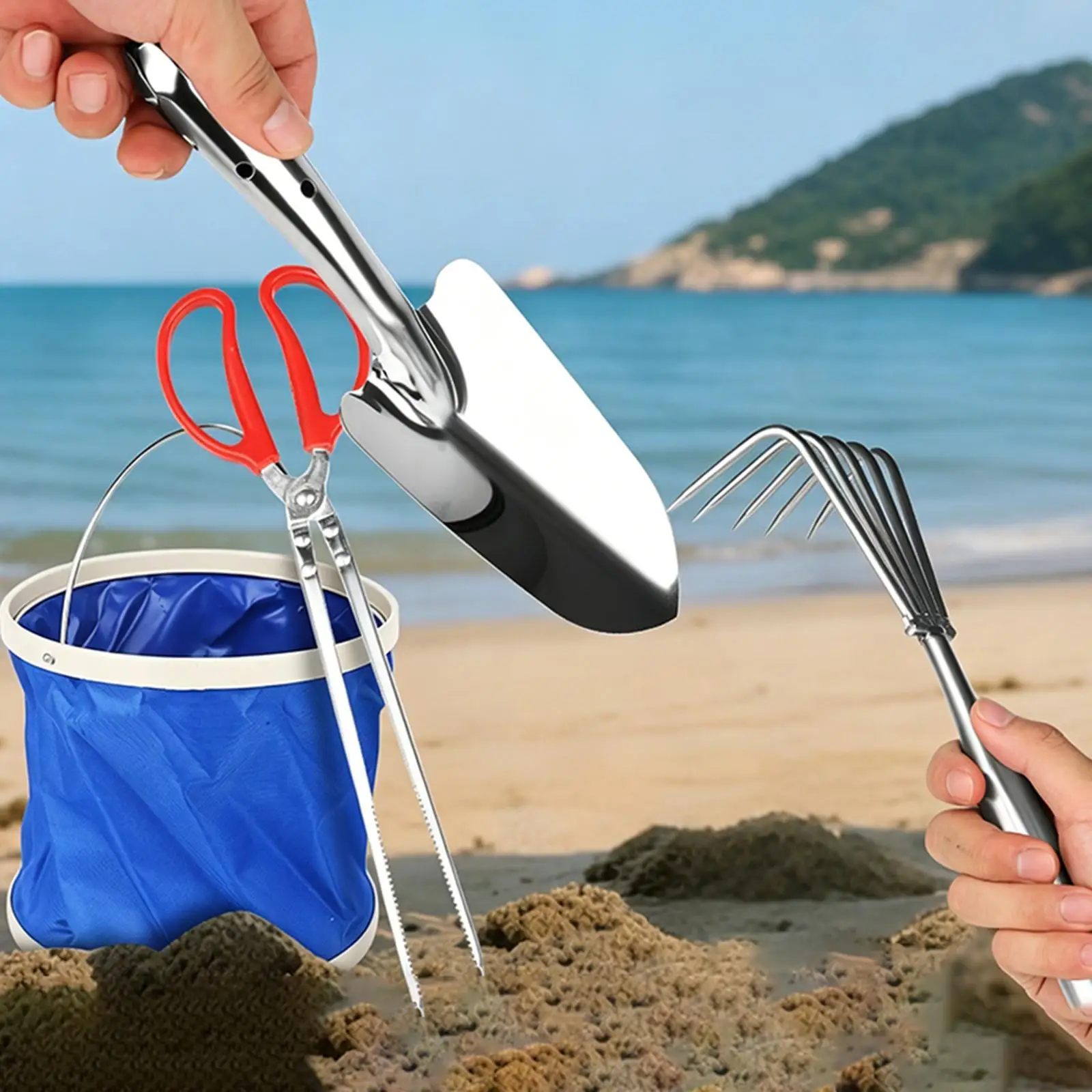 ensemble-d'outils-de-plage-en-acier-inoxydable-equipement-pratique-pour-la-collecte-de-coquillages-en-exterieur-pelle-de-plage-et-seau-pliable
